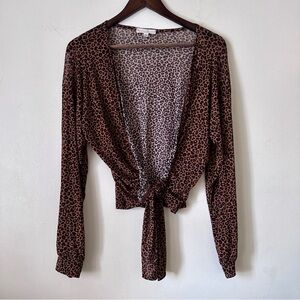 Another Reason Leopard Print Tie-Front Top